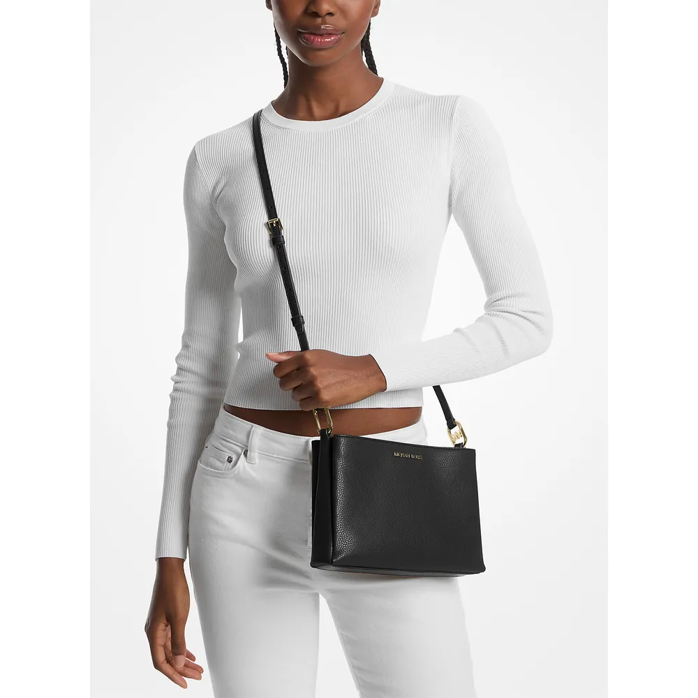 Michael Kors Bolso bandolera mediano Trisha de piel granulada | Negro