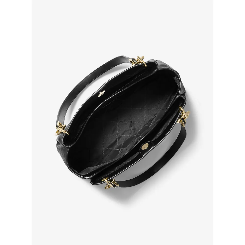 Michael Kors Bolso de hombro grande Trisha de piel granulada | Black