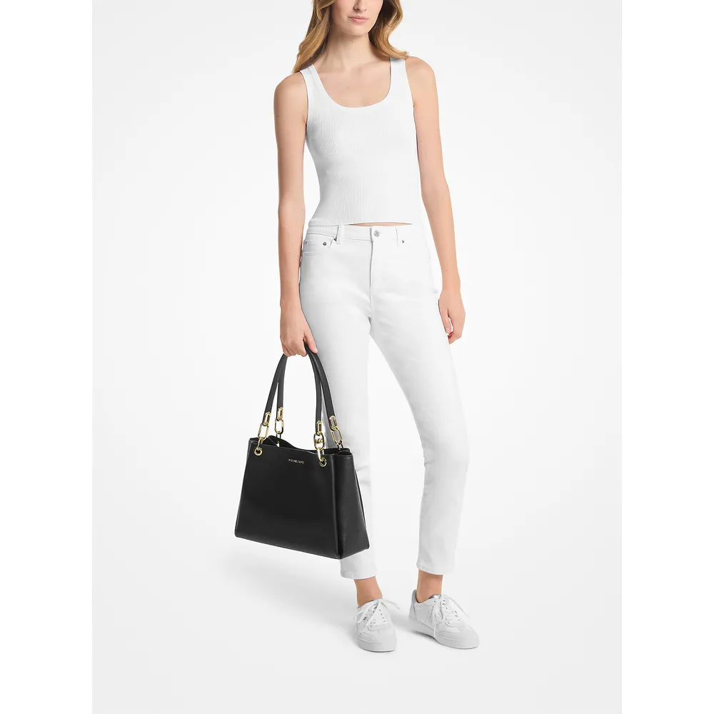 Michael Kors Bolso de hombro grande Trisha de piel granulada | Black