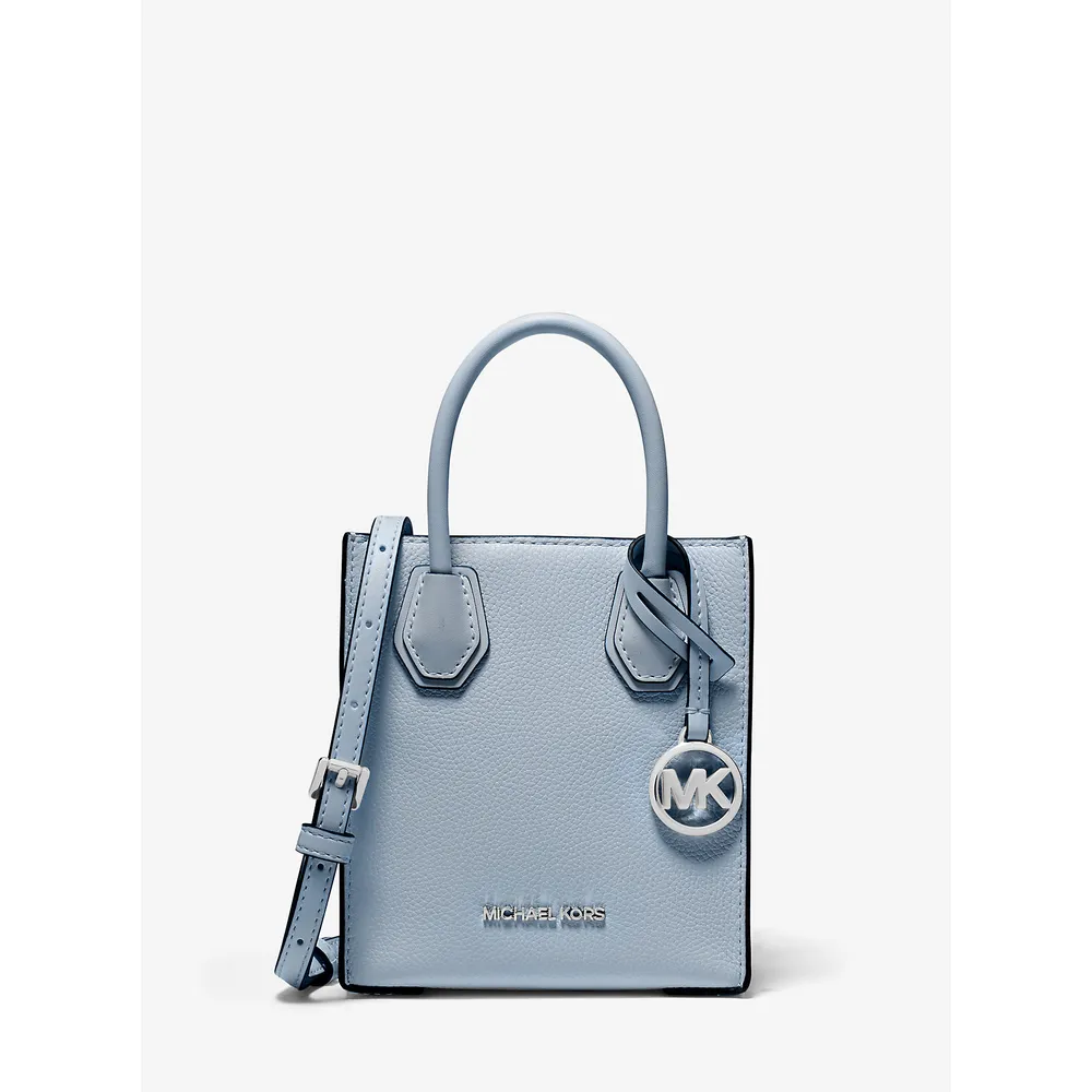 Michael Kors Bolso bandolera Mercer extrapequeño piel granulada | Azul pálido