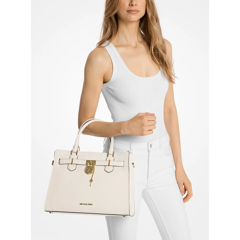 Michael Kors Bolso bandolera mediano de cuero Hamilton | Lt Cream