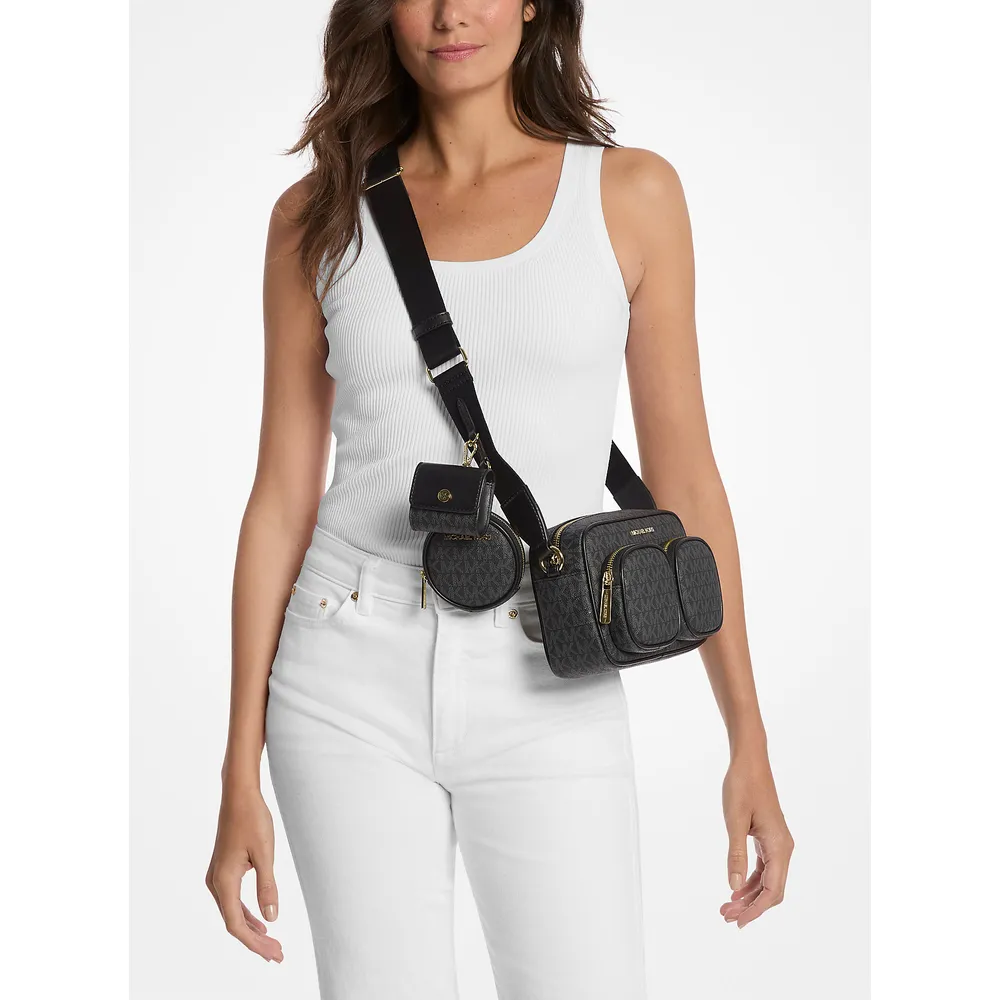 Michael Kors Bolso mediano Jet Set con logotipo y funda Apple Airpods | Negro
