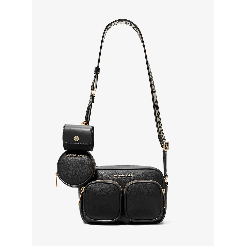 Michael Kors Bolso mediano de piel Jet Set con funda Apple Airpods | Negro