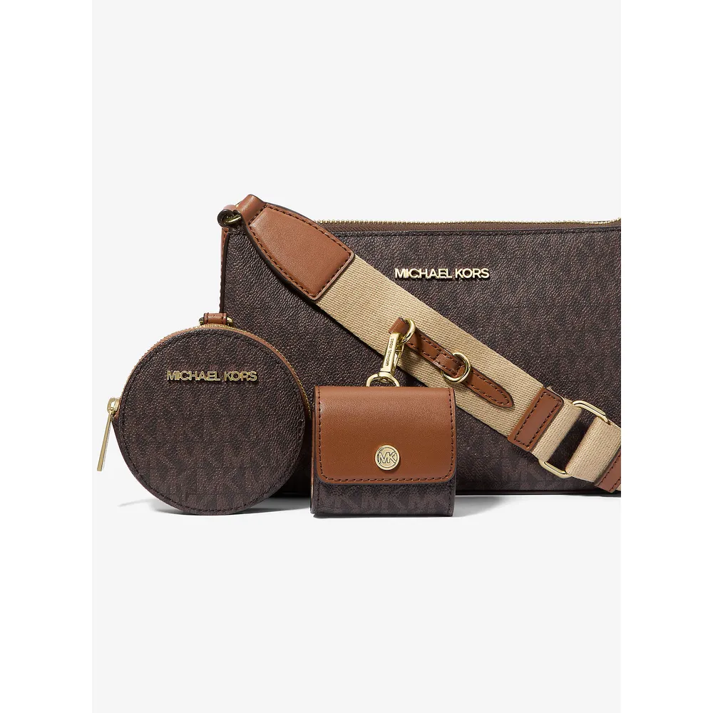 Michael Kors Bolso bandolera de Jet Set y funda para Apple Airpods | Marrón