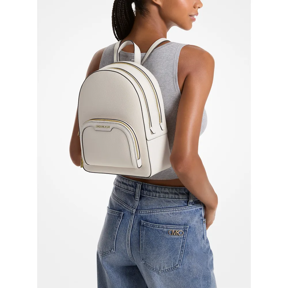 mk616309617_3_webp.webp Michael Kors Mochila mediana de piel granulada Jaycee | Lt Cream