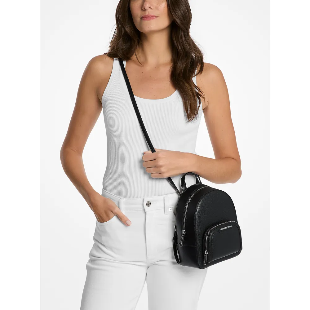Michael Kors Mochila convertible extra pequeña de cuero granulado | Negro