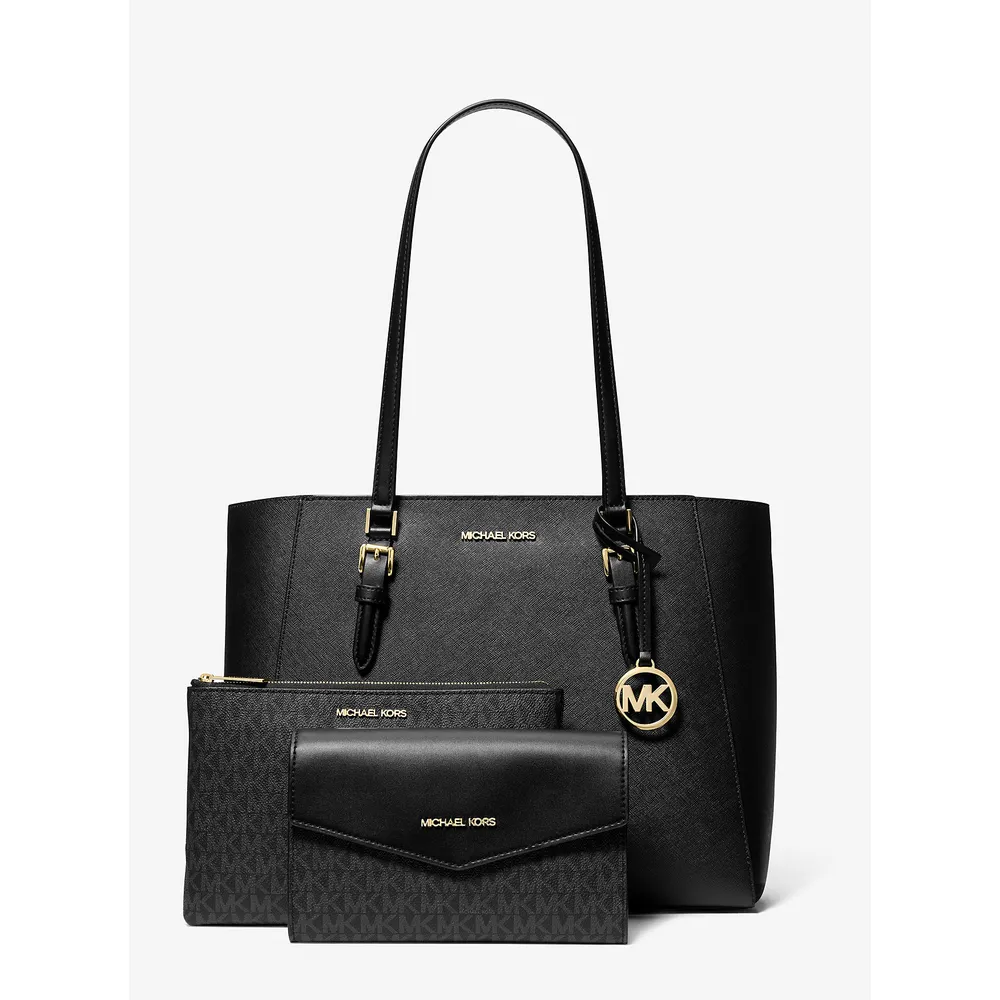 Michael Kors Bolso tote grande Charlotte de piel saffiano 3 en 1 | Negro