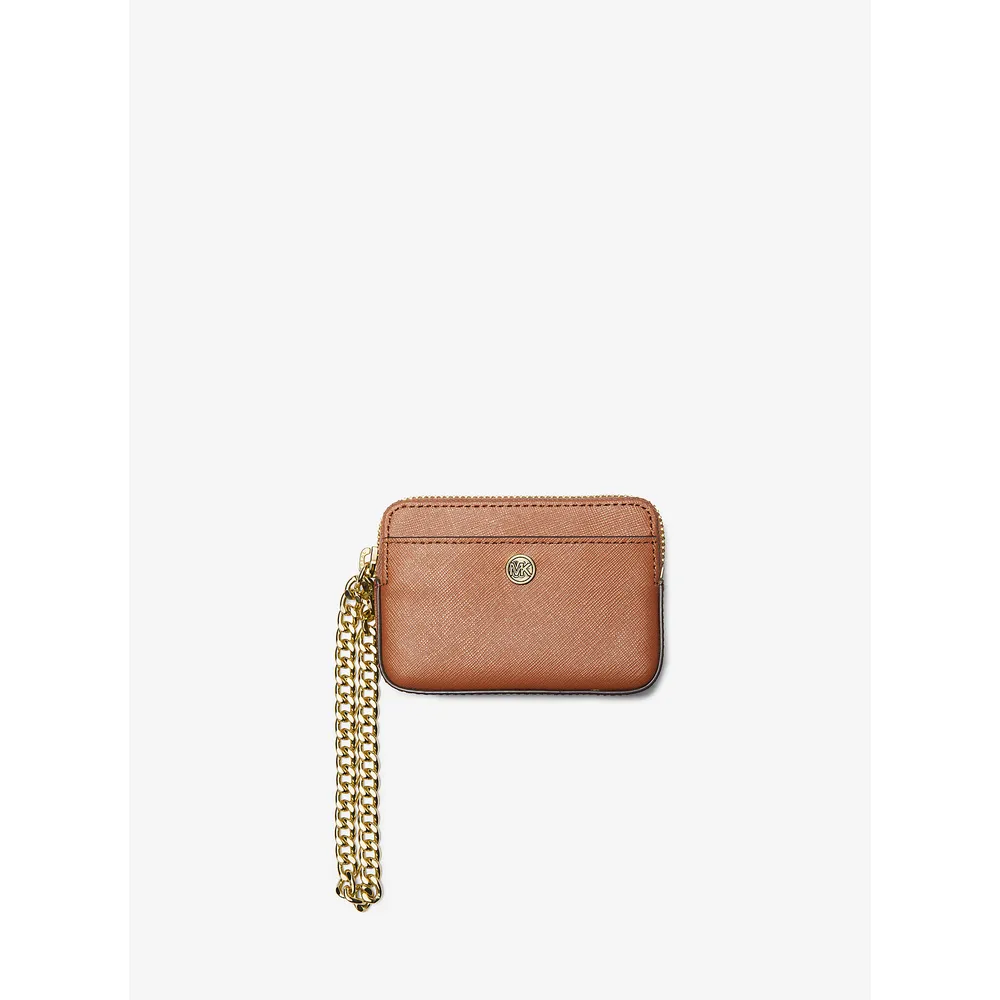 Michael Kors Tarjetero mediano con cadena de piel saffiano | Luggage