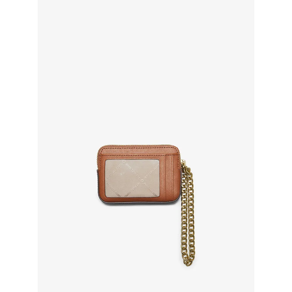 Michael Kors Tarjetero mediano con cadena de piel saffiano | Luggage