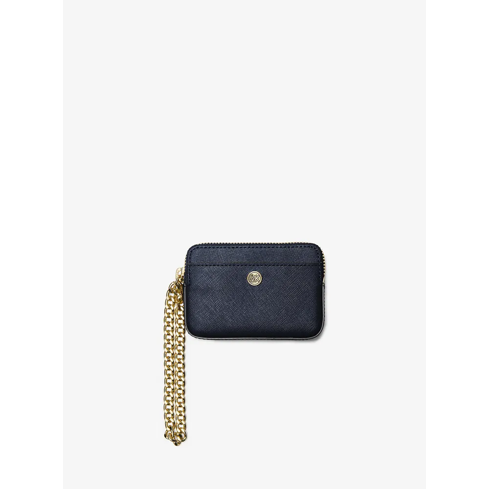 Michael Kors Tarjetero mediano con cadena de piel saffiano | Navy