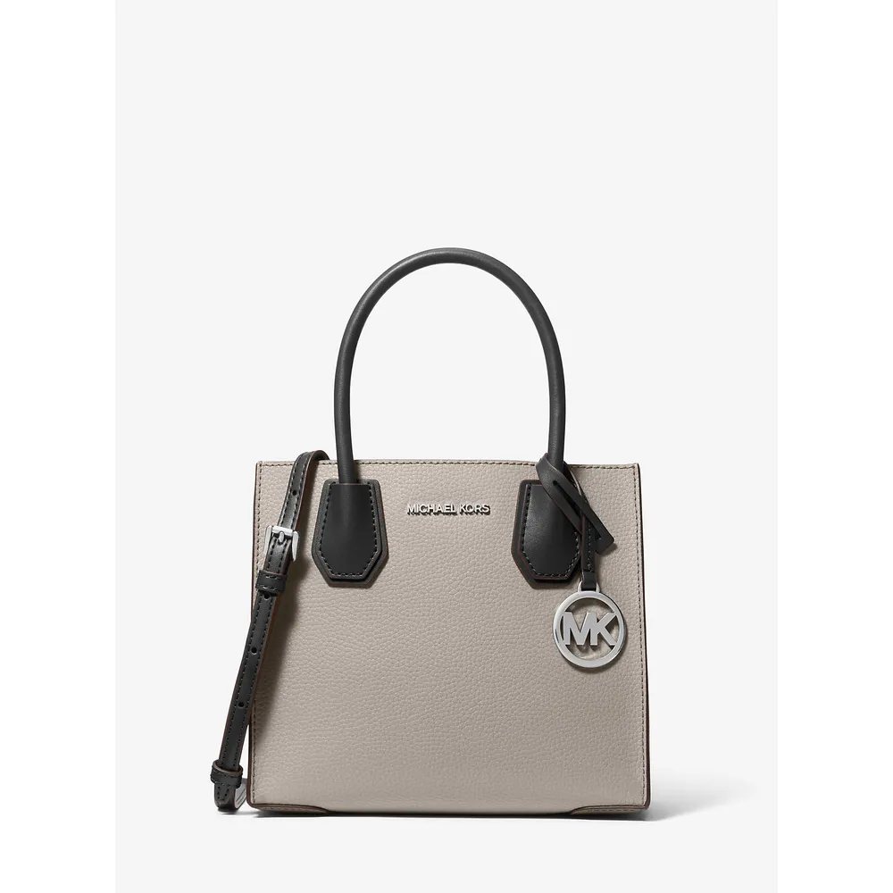 Michael Kors Bolso bandolera mediano Mercer piel granulada | Gris perla/negro