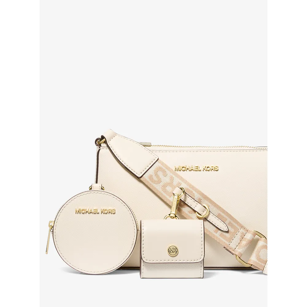 Michael Kors Bolso bandolera de Jet Set y funda para Apple Airpods | Lt Cream