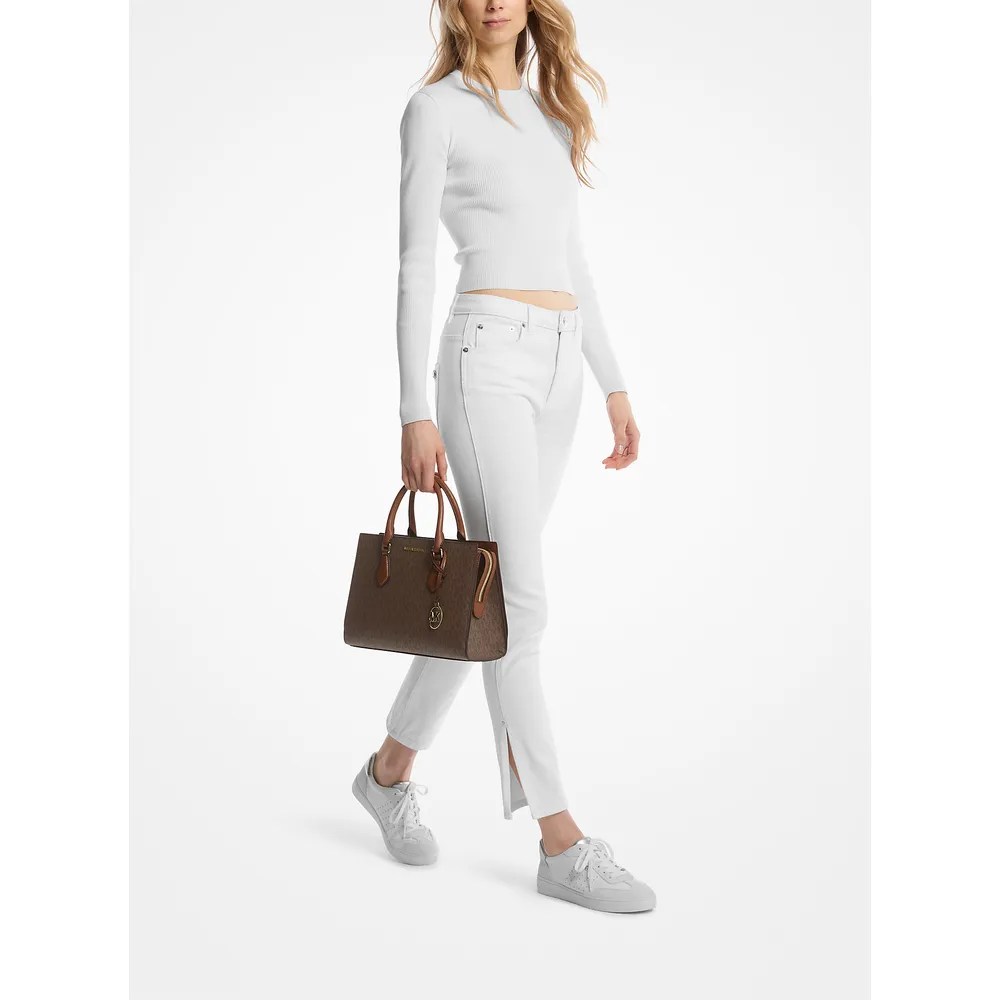 Michael Kors Bolso satchel mediano con logotipo de Sheila | Marrón
