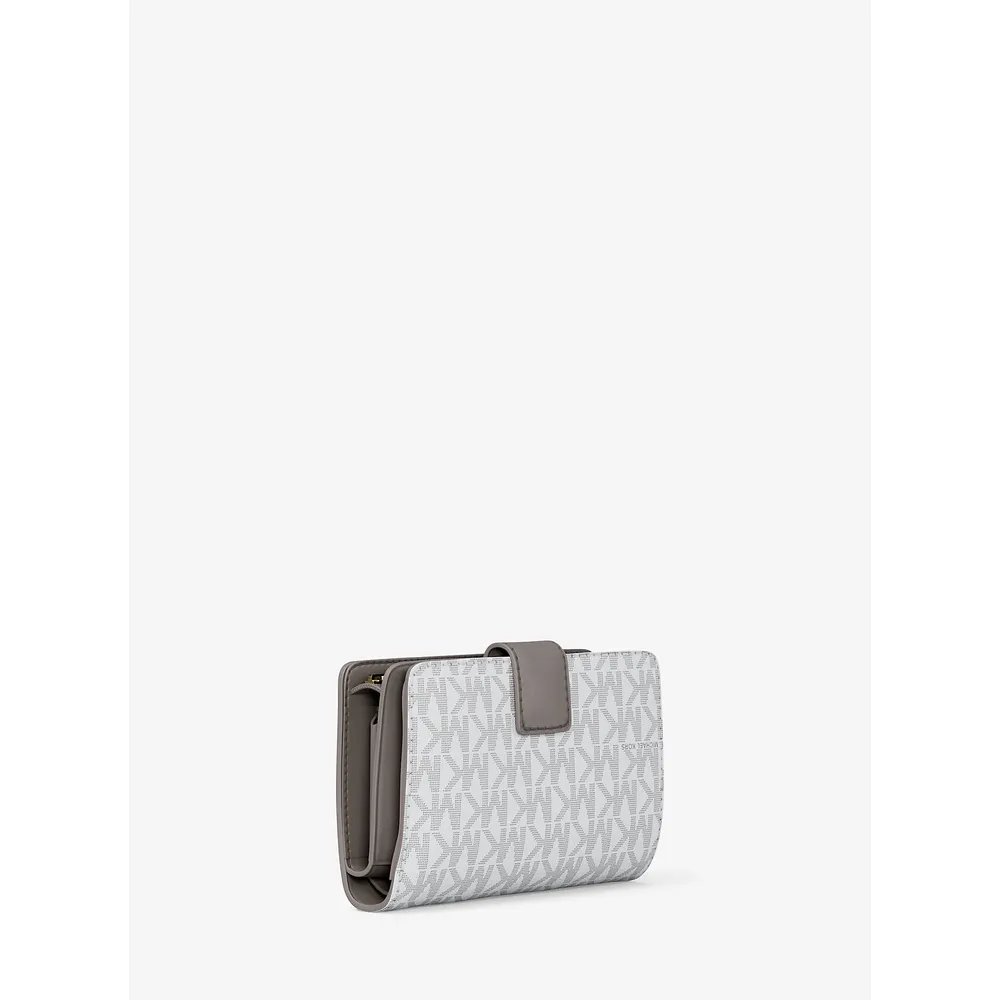mk616398745_3_webp.webp Michael Kors Cartera plegable mediana Jet Set con logotipo | Optic White