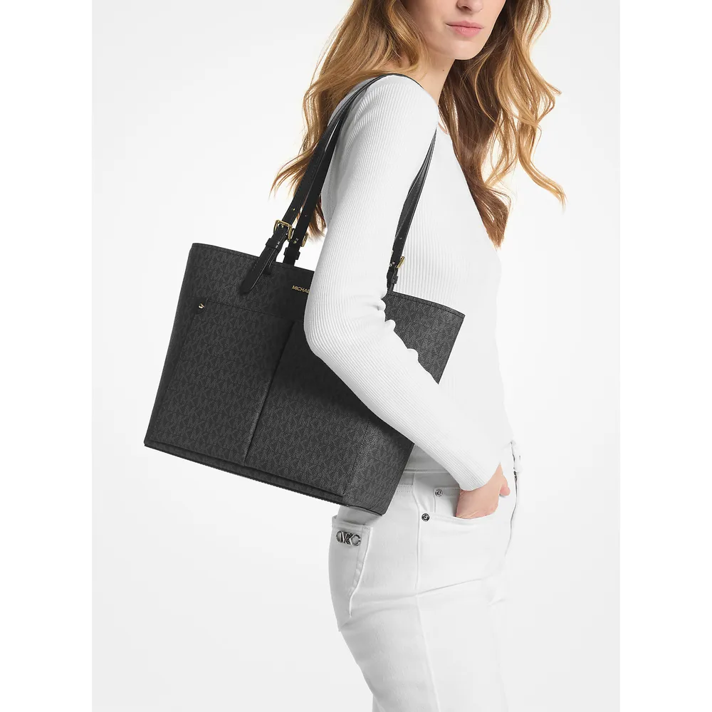 Michael Kors Bolso tote mediano con bolsillo y logotipo de Jet Set | Black