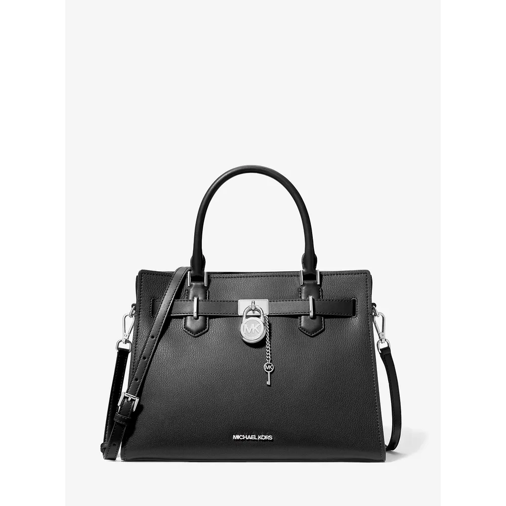 Michael Kors Bolso bandolera mediano de cuero Hamiltons | Negro