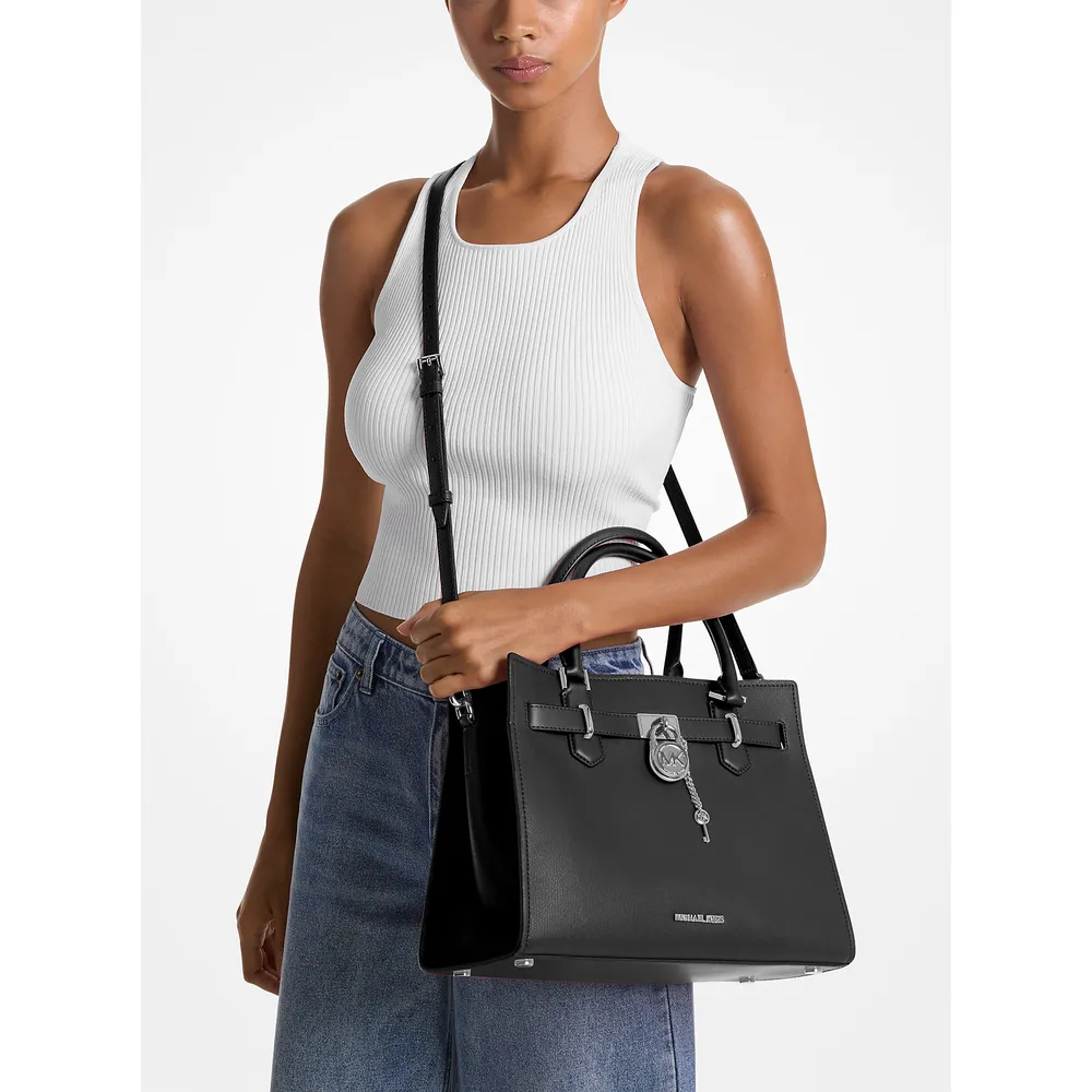 Michael Kors Bolso bandolera mediano de cuero Hamiltons | Negro