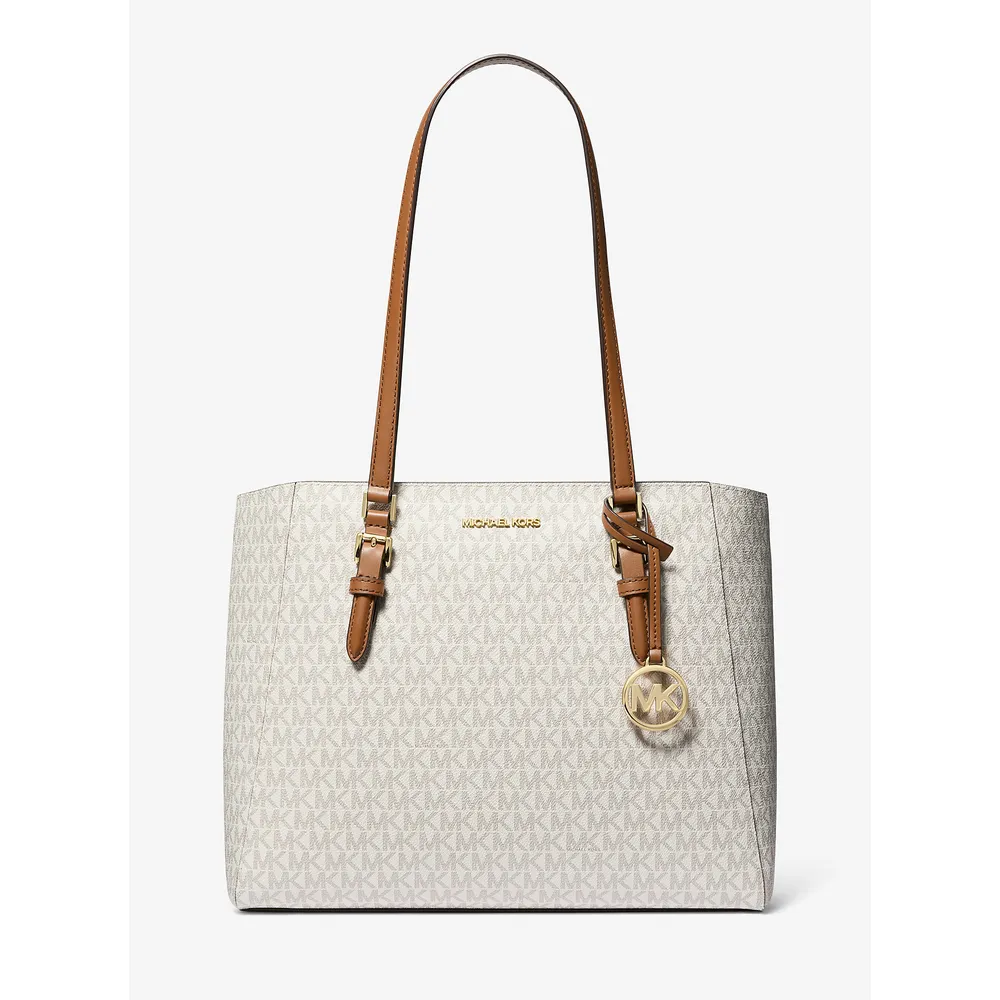 Michael Kors Bolso tote grande 3 en 1 con logotipo de Charlotte | Vainilla