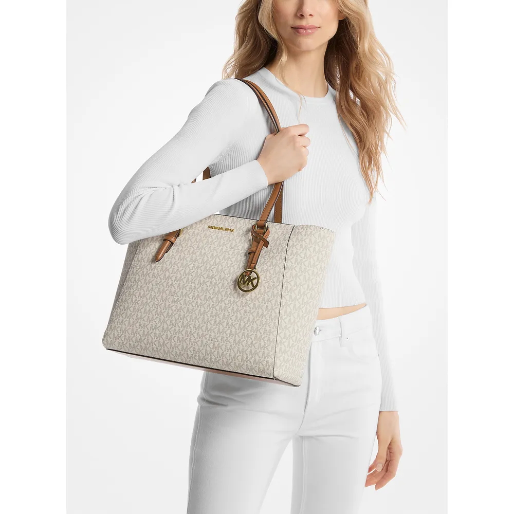 Michael Kors Bolso tote grande 3 en 1 con logotipo de Charlotte | Vainilla