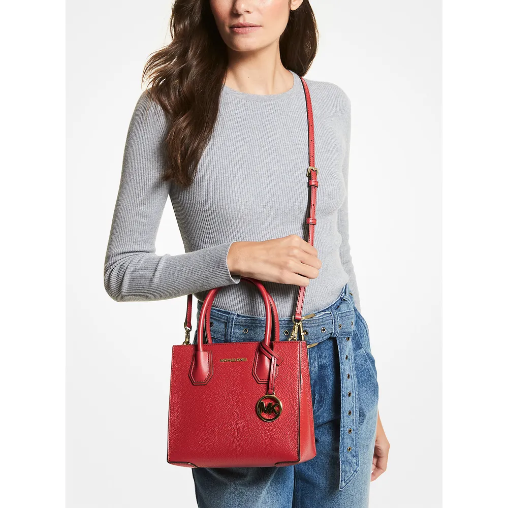 Michael Kors Bolso bandolera mediano Mercer de piel granulada | Bright Red