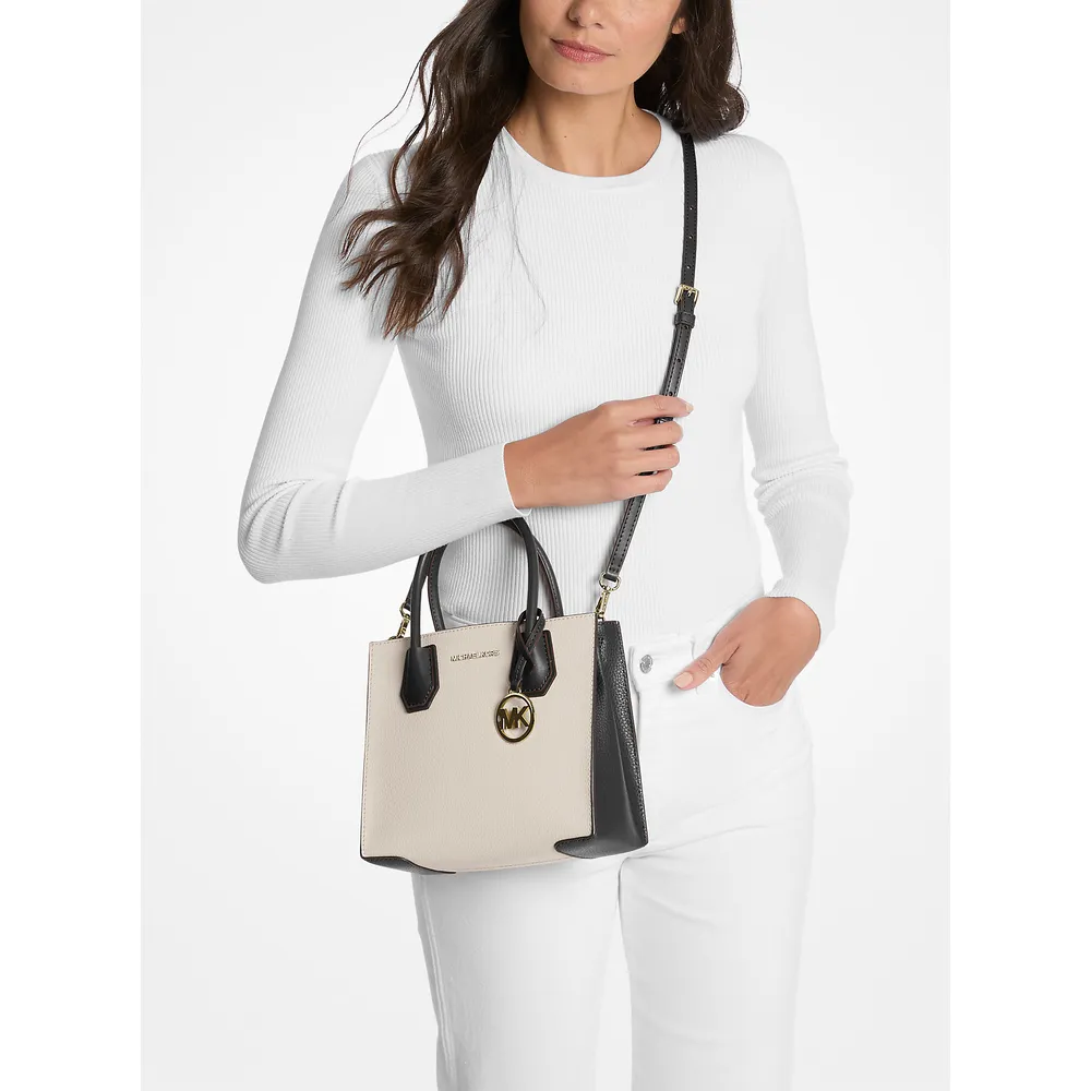 Michael Kors Bolso bandolera Mercer de piel granulada en dos tonos | Lt Cream