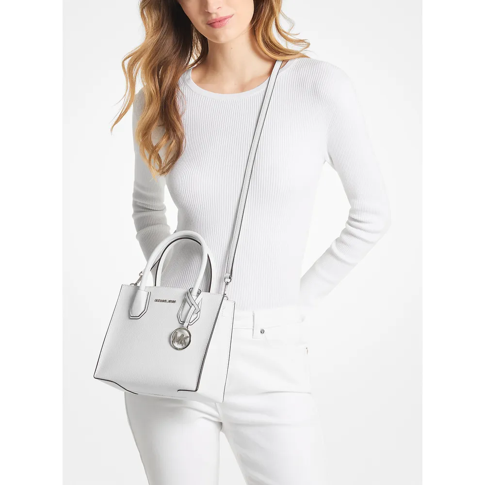 Michael Kors Bolso bandolera mediano Mercer de piel granulada | Optic White