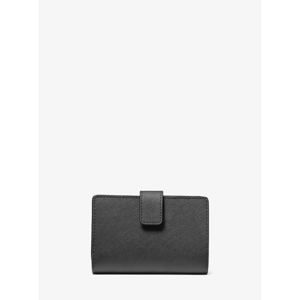 mk623748857_2_webp.webp Michael Kors Cartera mediana de piel saffiano | Negro