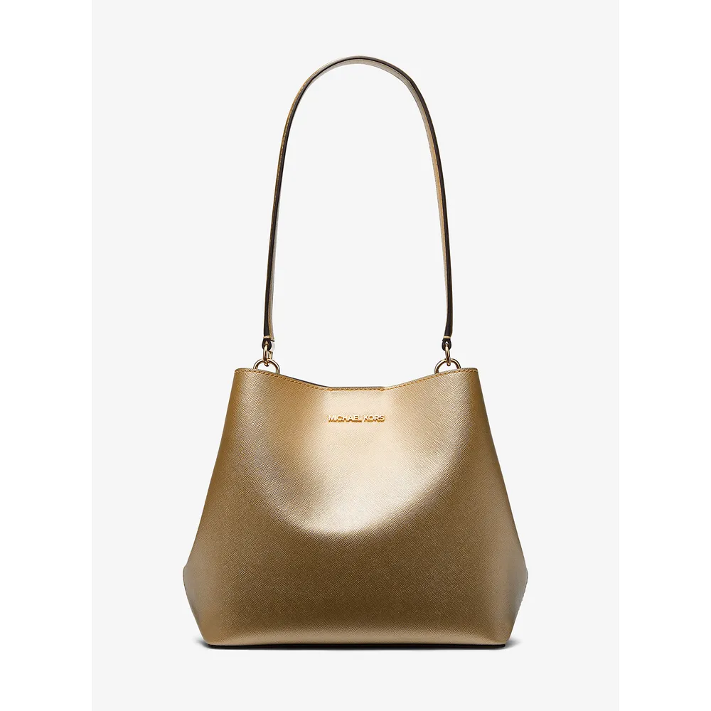 Michael Kors Bolso de hombro mediano metálico Pratt | Oro pálido