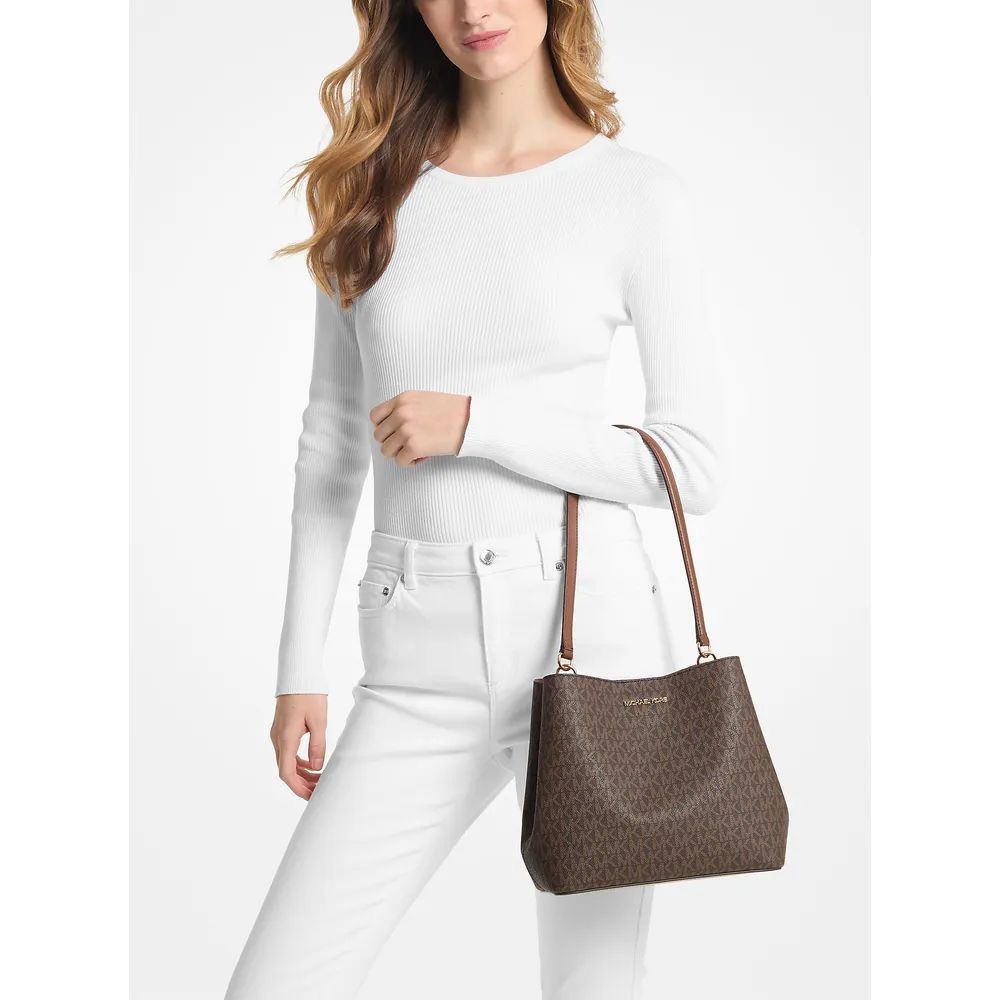 Michael Kors Bolso de hombro mediano con logotipo de la firma Pratt | Marrón