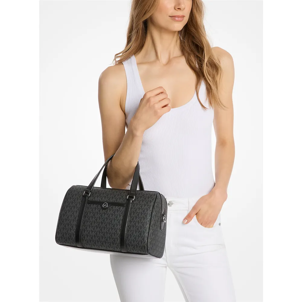 Michael Kors Bolso satchel mediano con logotipo de Jet Set Travel | Negro