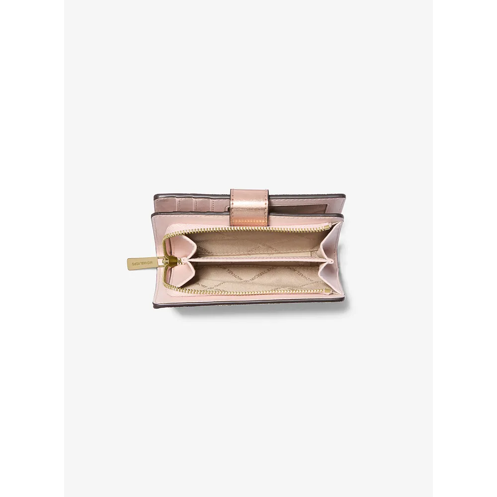 Michael Kors Cartera mediana con logotipo metálico Jet Set | Oro rosa