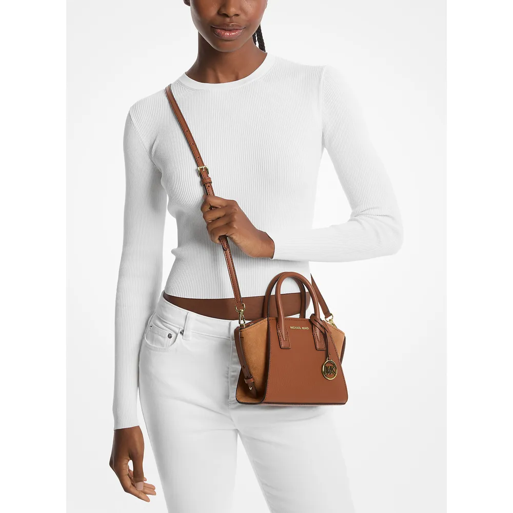 Michael Kors Bolso bandolera extra pequeño Avril de piel y ante | Luggage