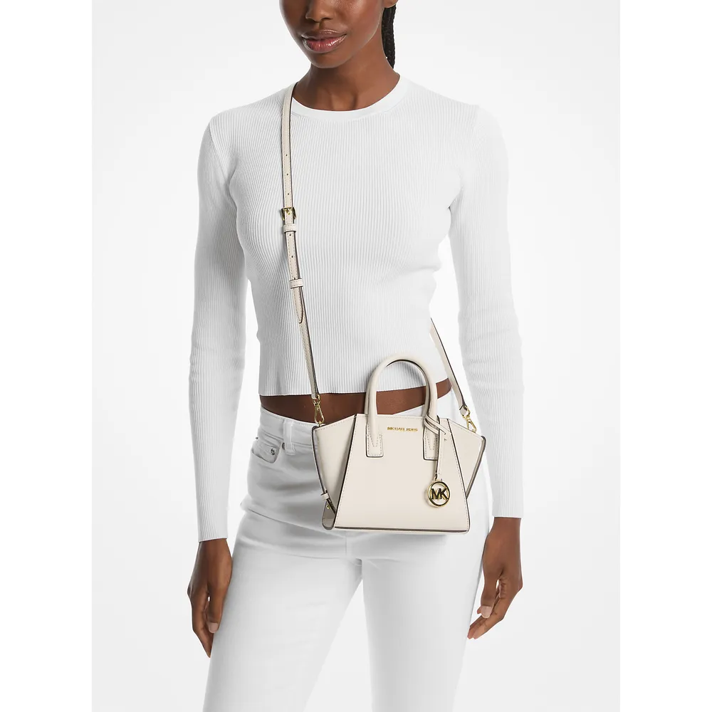 Michael Kors Bolso bandolera extra pequeño Avril de piel y ante | Lt Cream