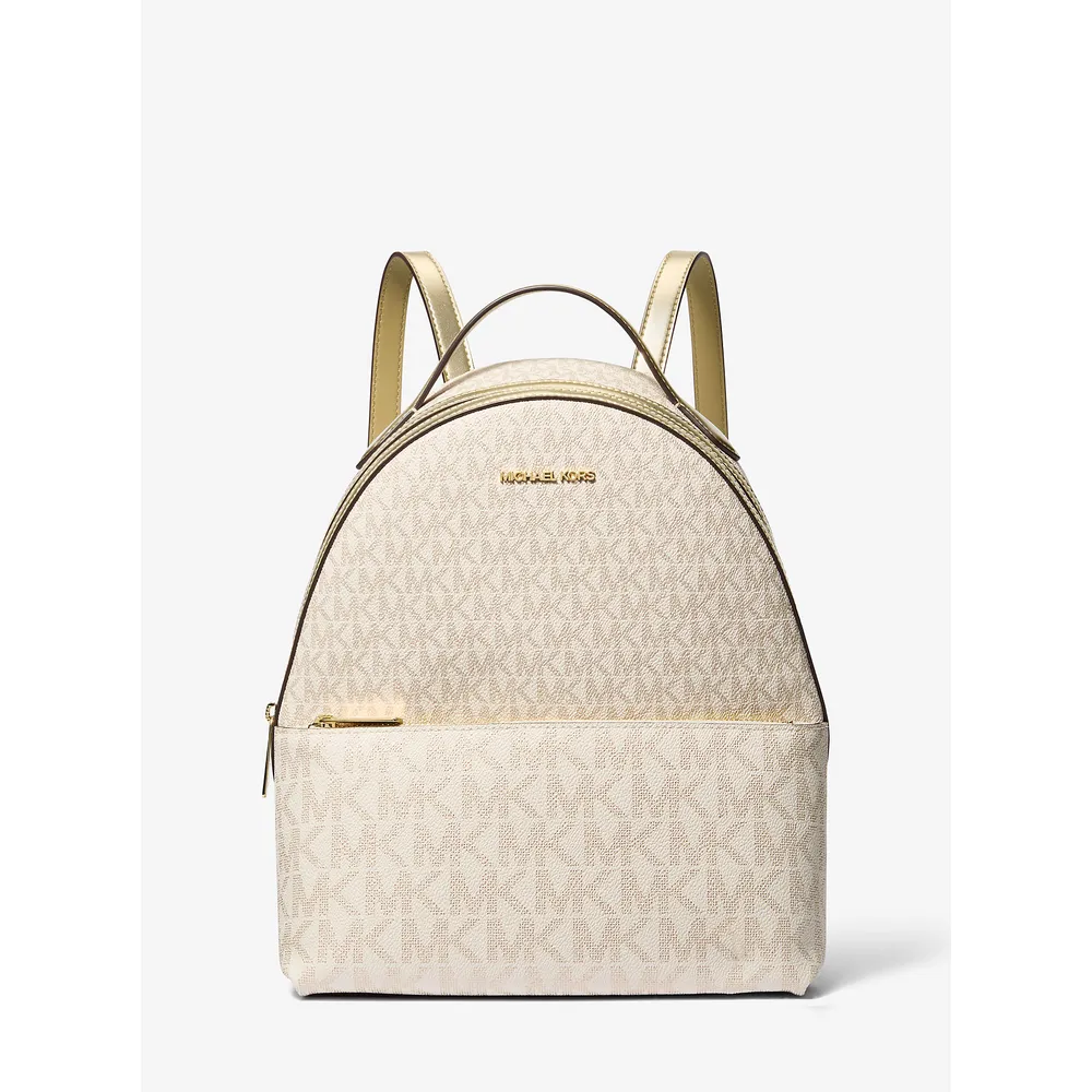 Michael Kors Mochila mediana Sheila de la firma en dos tonos | Oro pálido