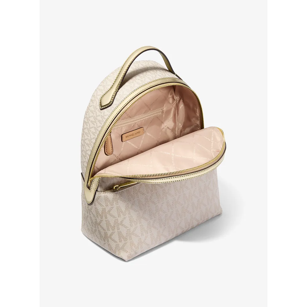Michael Kors Mochila mediana Sheila de la firma en dos tonos | Oro pálido