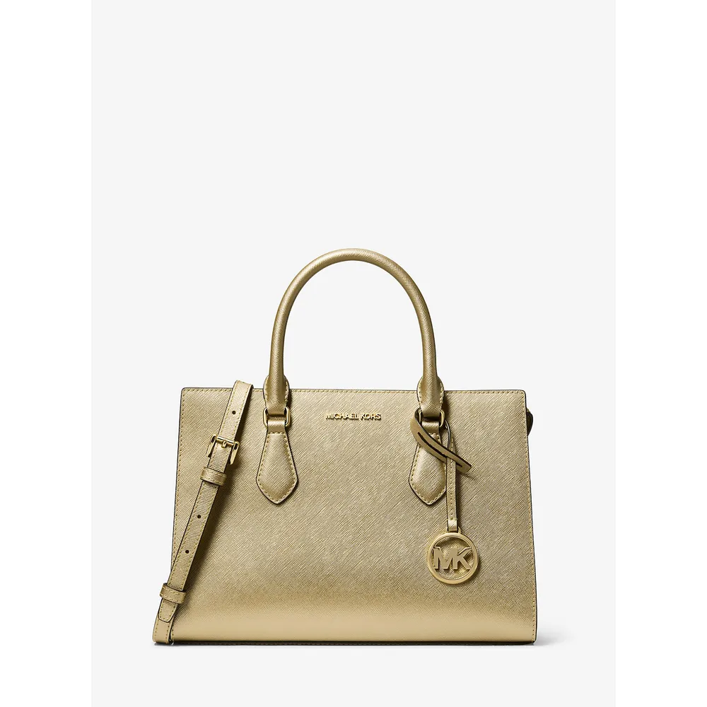 Michael Kors Bolso satchel mediano metálico Sheila | Oro pálido