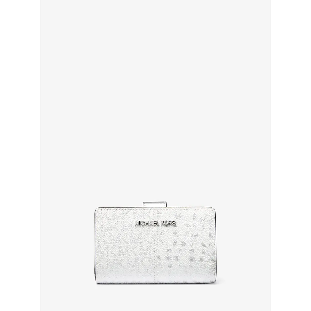 Michael Kors Cartera plegable mediana con logotipo de Jet Set Travel | Plata