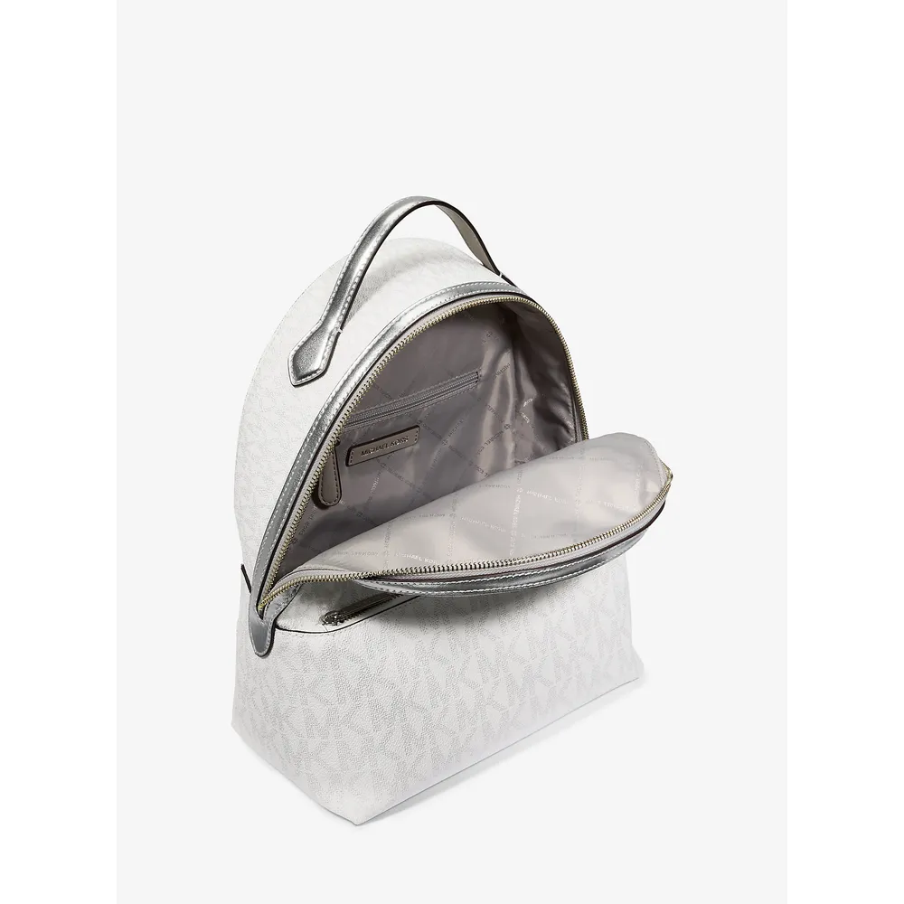 mk785308559_1_webp.webp Michael Kors Mochila mediana con logotipo de Sheila | Plata