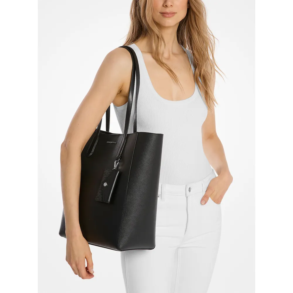 Michael Kors Bolso tote grande Vincent de piel saffiano con tarjetero | Negro