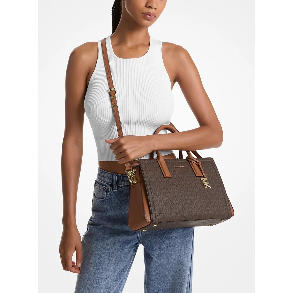 mk785330148_2_webp.webp Michael Kors Bolso satchel mediano con logotipo de la firma Laila | Brn/Bellota