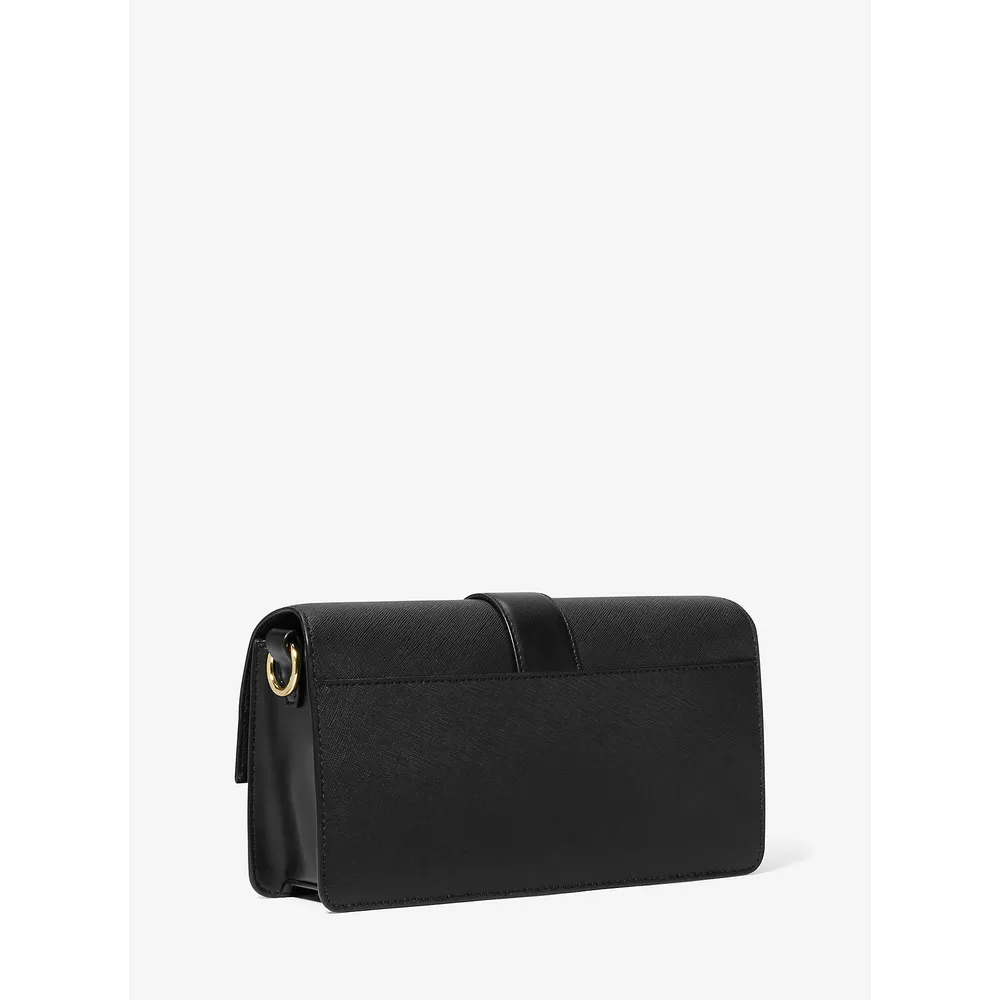 Michael Kors Bolso de hombro mediano Greenwich de piel saffiano | Negro