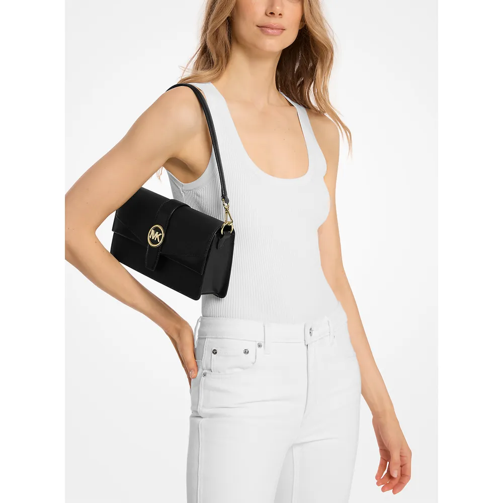 Michael Kors Bolso de hombro mediano Greenwich de piel saffiano | Negro