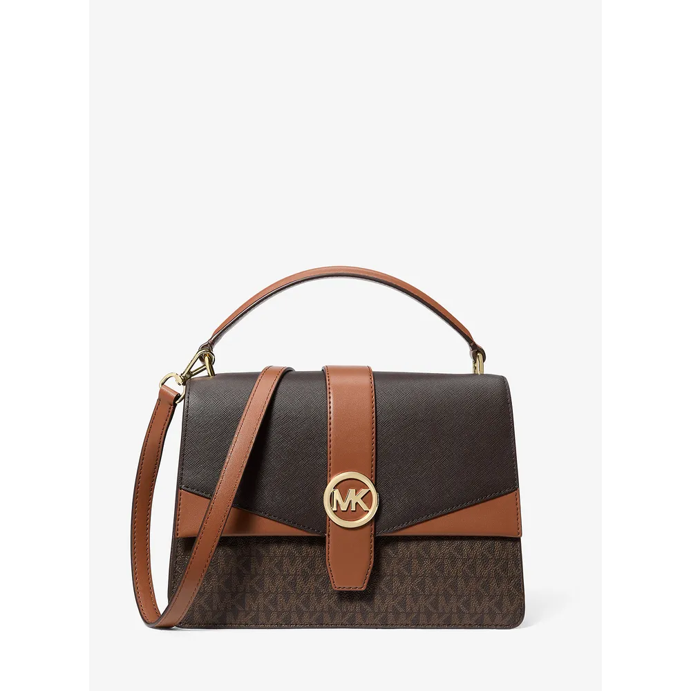 Michael Kors Bolso satchel mediano con logotipo de la firma Greenwich | Marrón