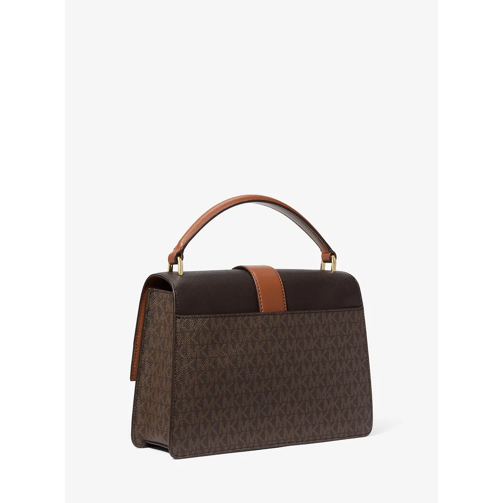 Michael Kors Bolso satchel mediano con logotipo de la firma Greenwich | Marrón