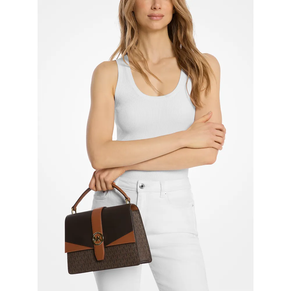 Michael Kors Bolso satchel mediano con logotipo de la firma Greenwich | Marrón