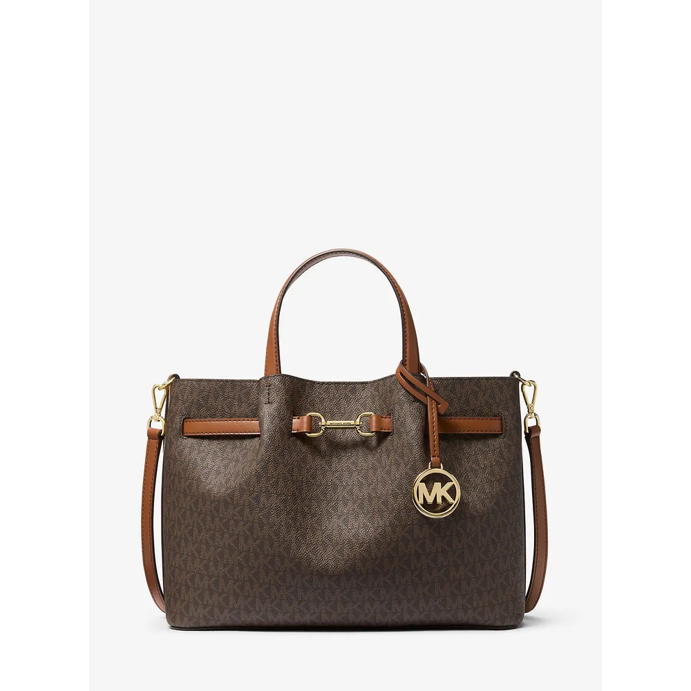 Michael Kors Bolso satchel mediano con logotipo de la firma Carson | Marrón