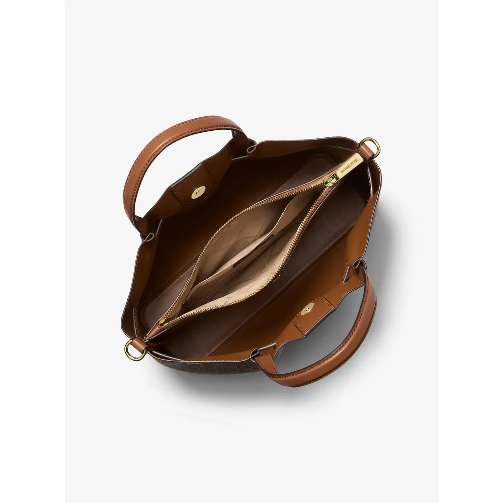 Michael Kors Bolso satchel mediano con logotipo de la firma Carson | Marrón