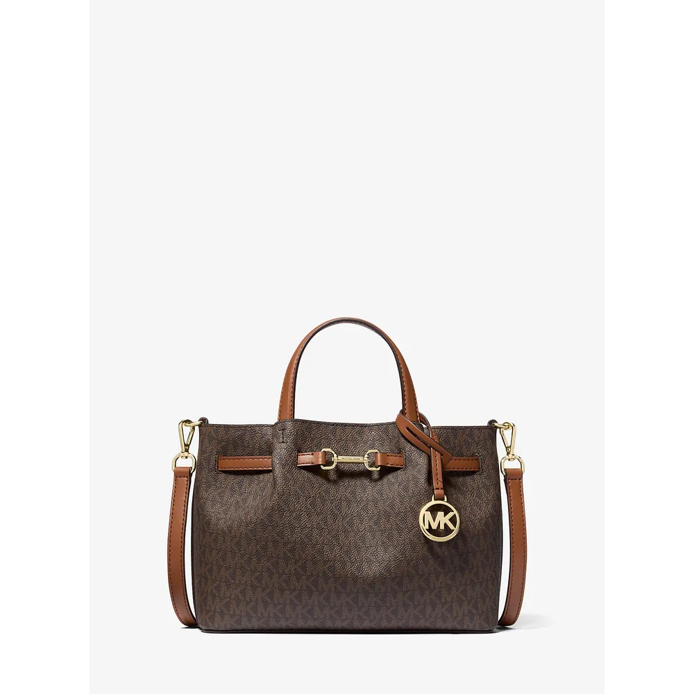 Michael Kors Bolso satchel pequeño con el logotipo de la firma Carson | Marrón