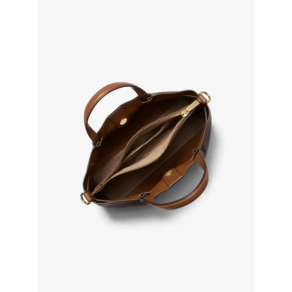 Michael Kors Bolso satchel pequeño con el logotipo de la firma Carson | Marrón