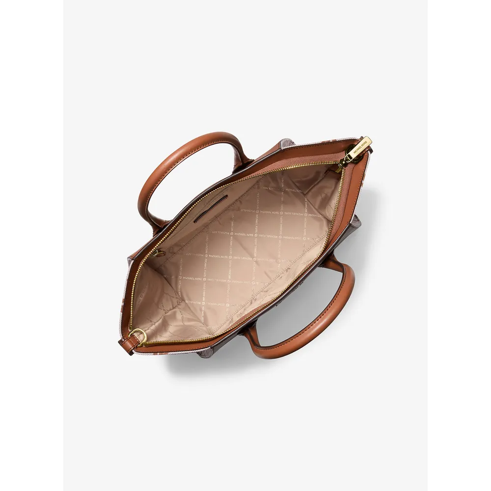 Michael Kors Bolso satchel grande Avril de piel y jacquard | Luggage